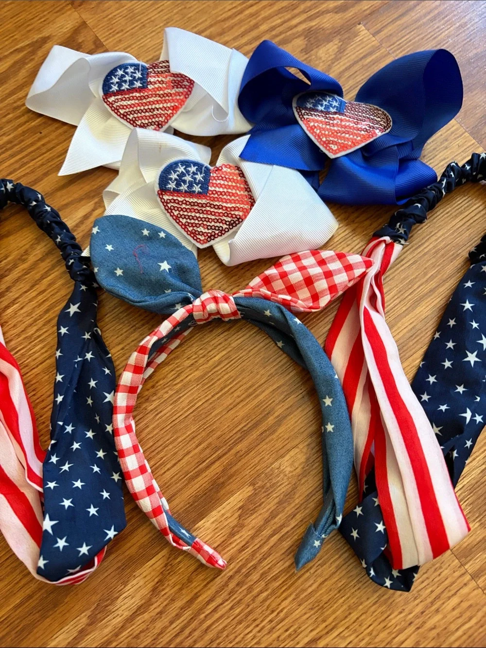Kids Patriotic Headband & Bow Set - Red, White & Blue